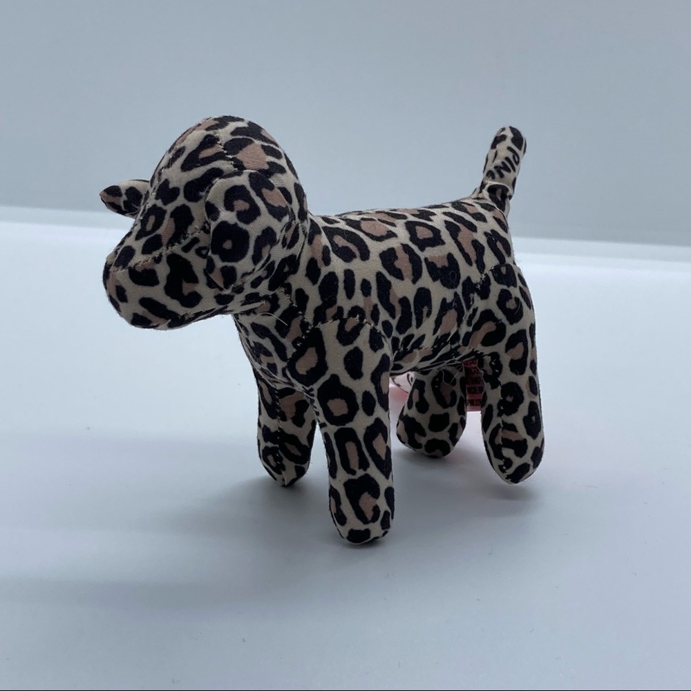 NWT Victoria's Secret PINK Collectable Display Mini Cheetah Stuffed Plush Dog